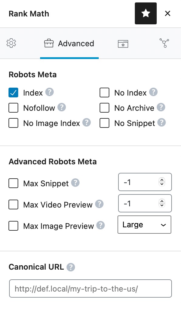 Advanced tab in Meta Box