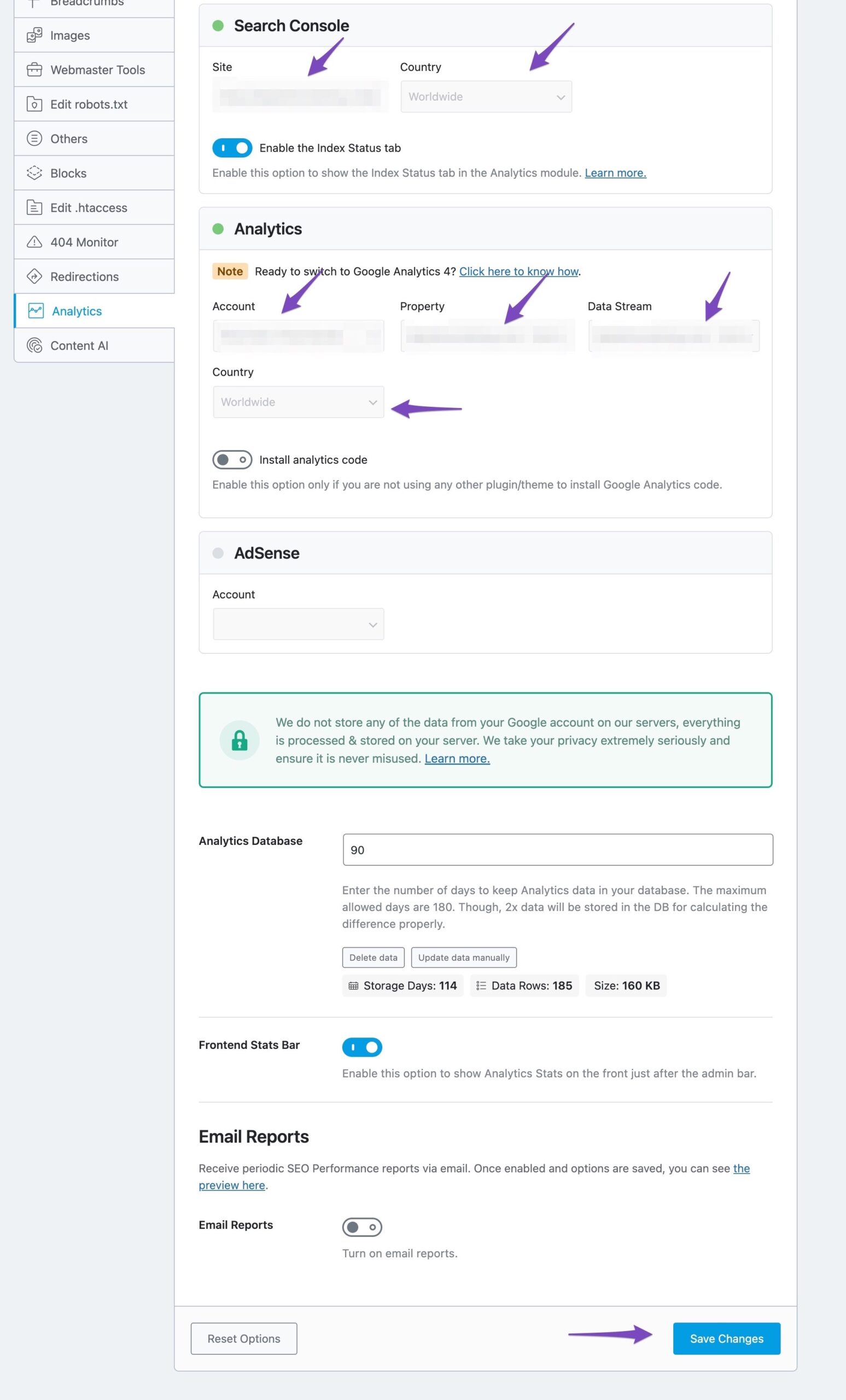 Configure Analytics settings