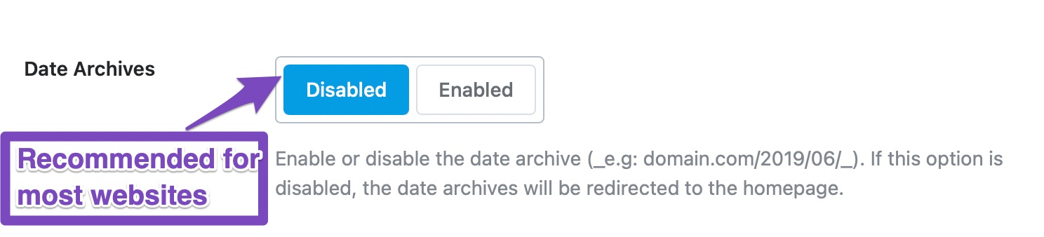 date archives enabled or disabled