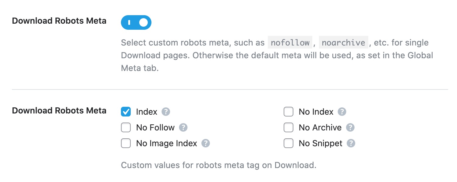 Download Robots Meta custom settings