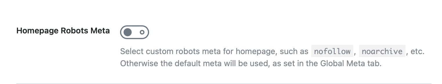 Homepage robots meta