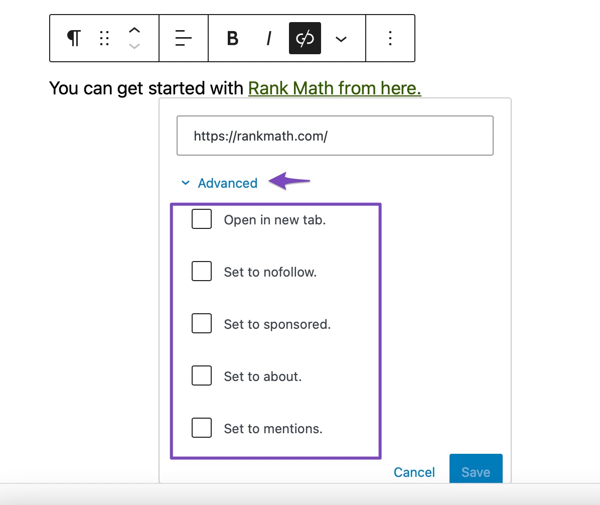 Link control options