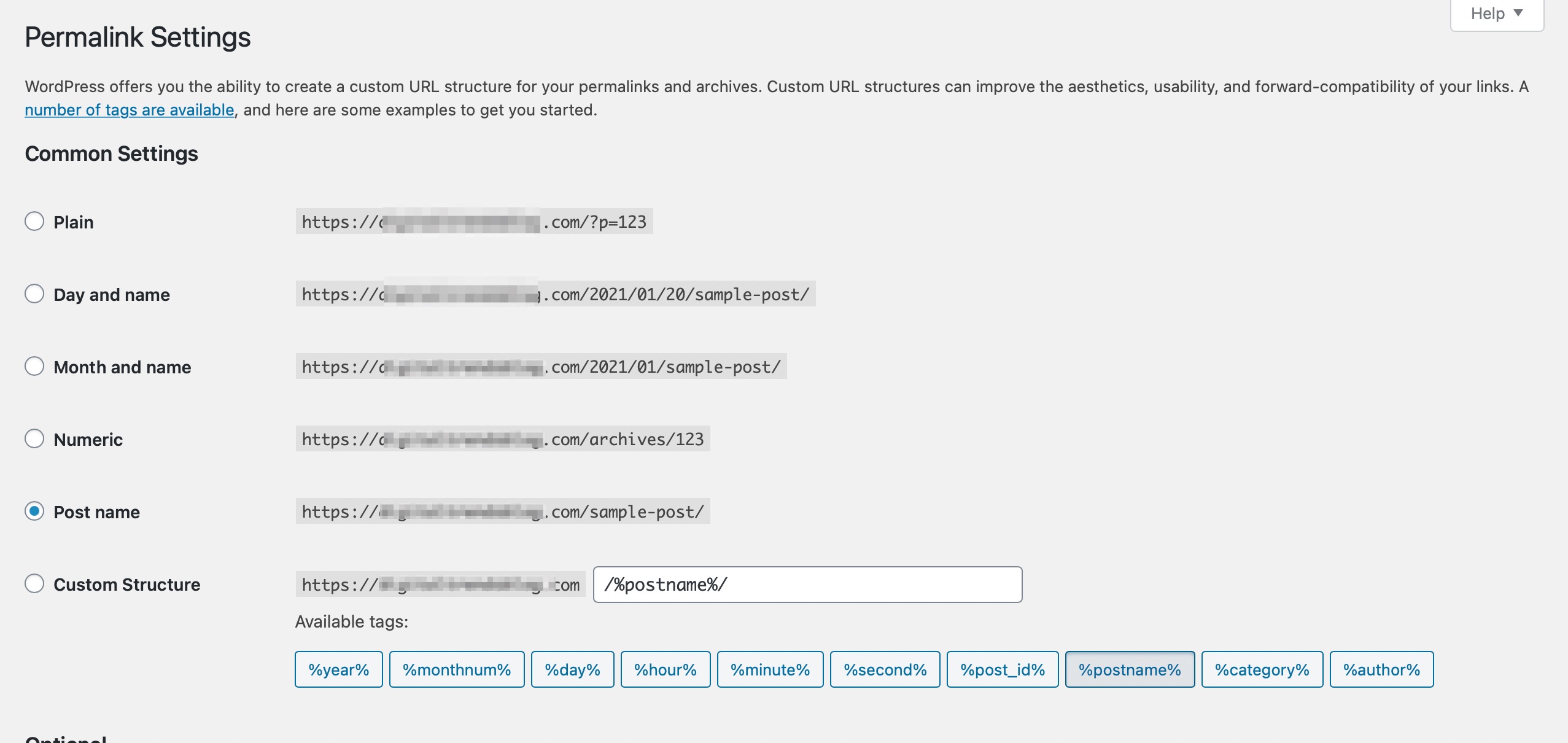 Permalink settings