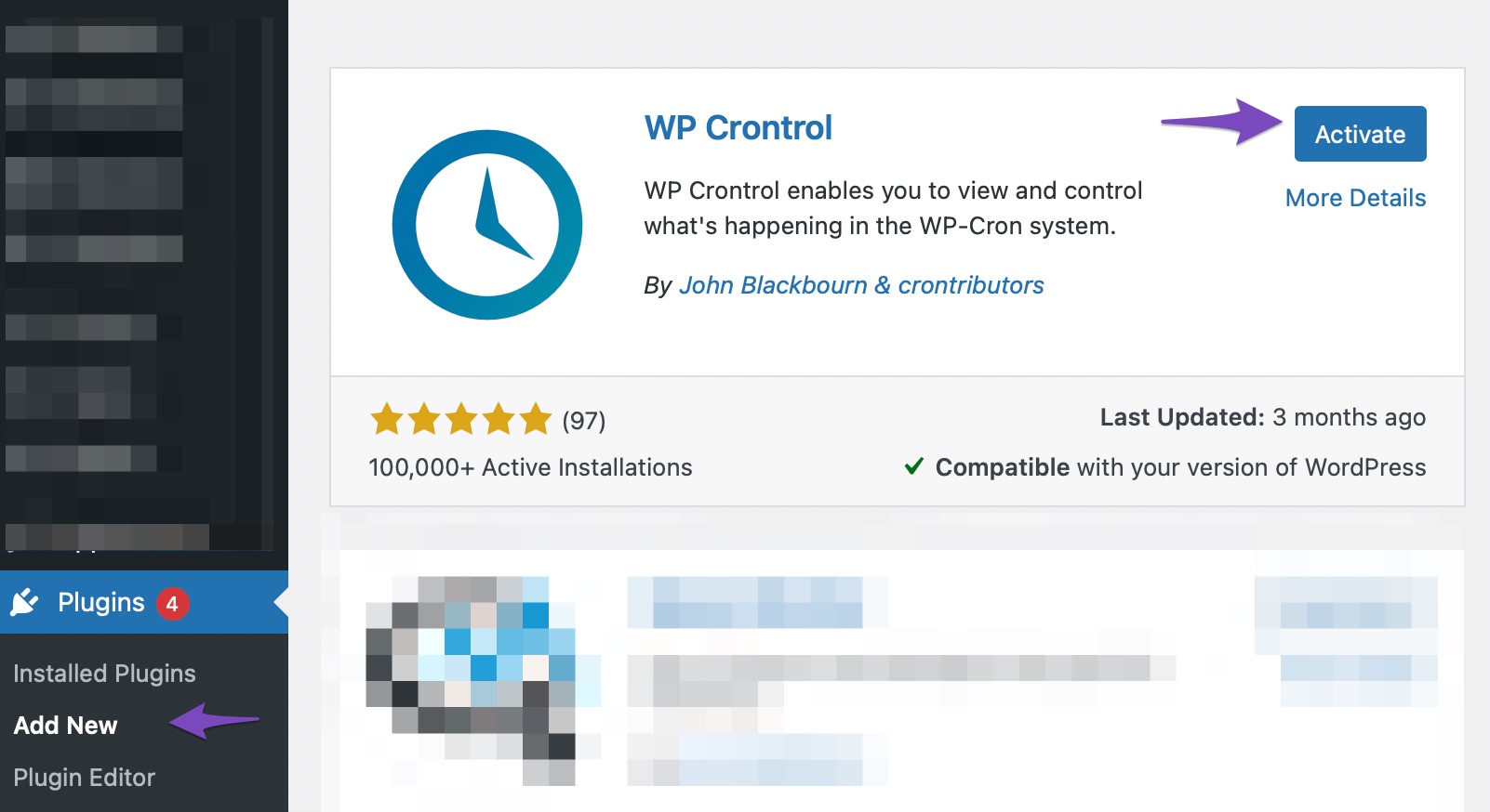 Install and Activate WP Crontrol plugin