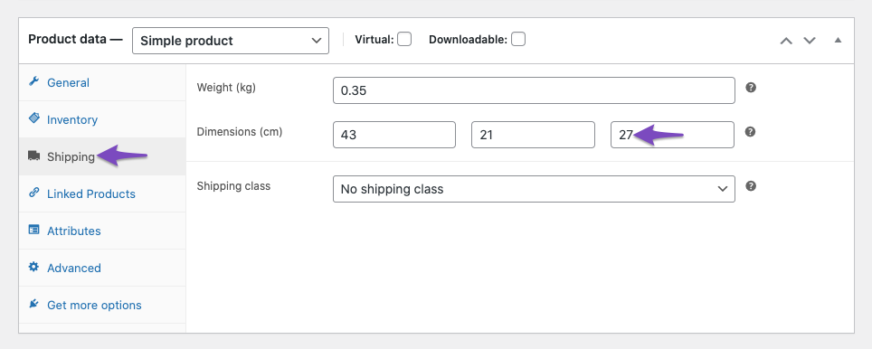 Adding product height in WooCommerce