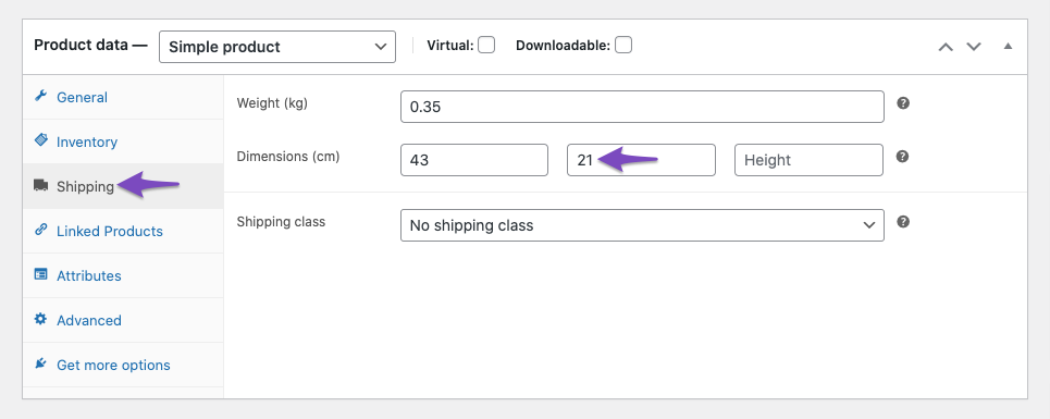 Adding product width in WooCommerce