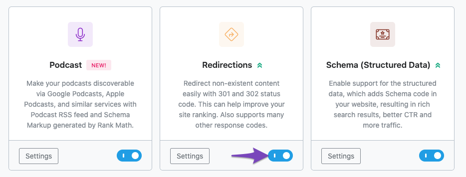 Enable Redirections module