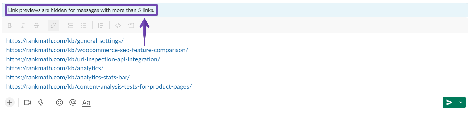 Link previews are hidden for the messages with more than 5 links