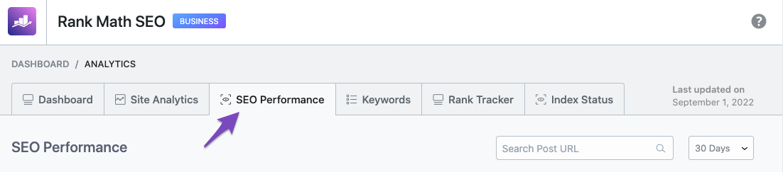 Navigate to SEO Performance in Rank Math Analytics