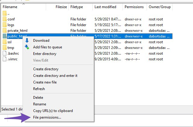 Select File Permissions